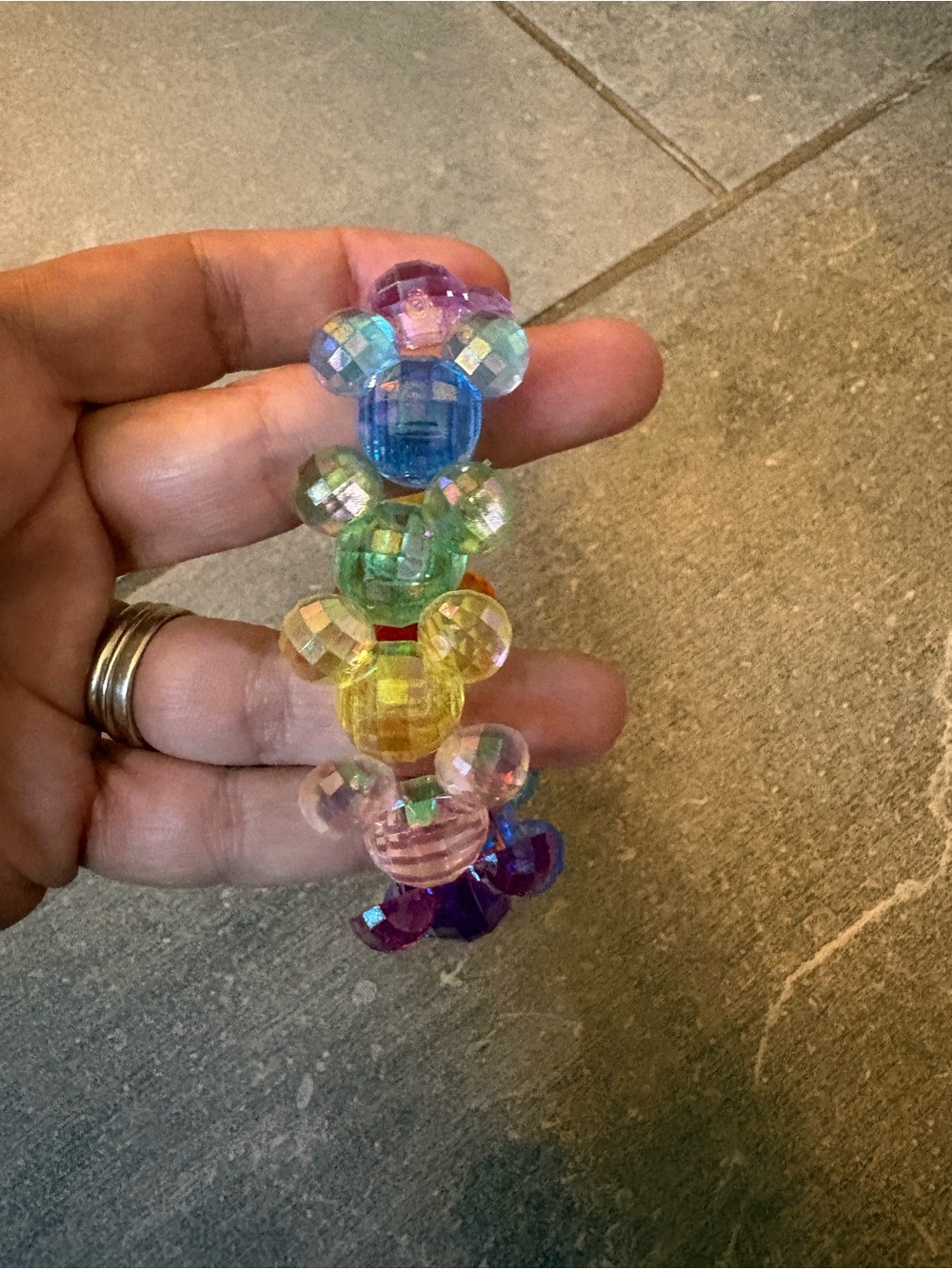 Disney Multicolor Faceted Mickey Bead Stretch Bracelet